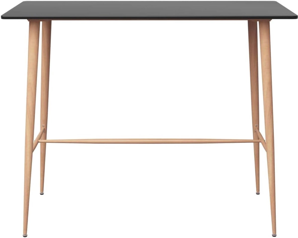 Zwart, 120 x 60 x 105 cm, met MDF-tafelblad en metalen poten in houtlook, duurzame toontafel voor keuken en eetkamer, eenvoudige reiniging en montage