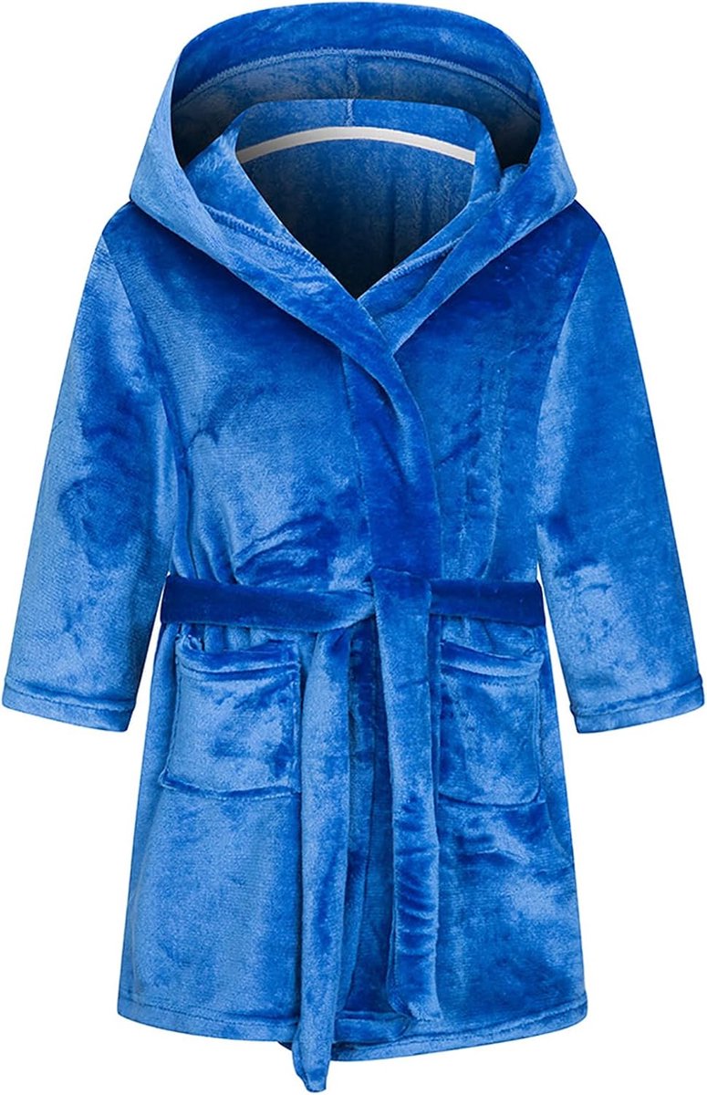 Badjas voor meisjes voor kinderen, effen kleur, badjassen, flanellen fleece badjas met capuchon voor jongens