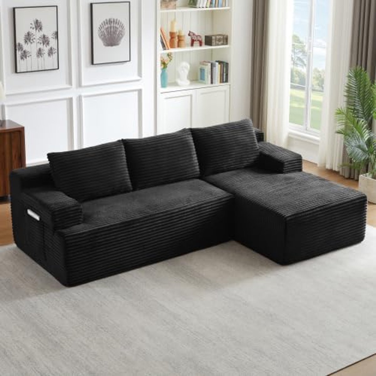 238 cm, modulaire bank, geen montage nodig, corduroy, R-vorm