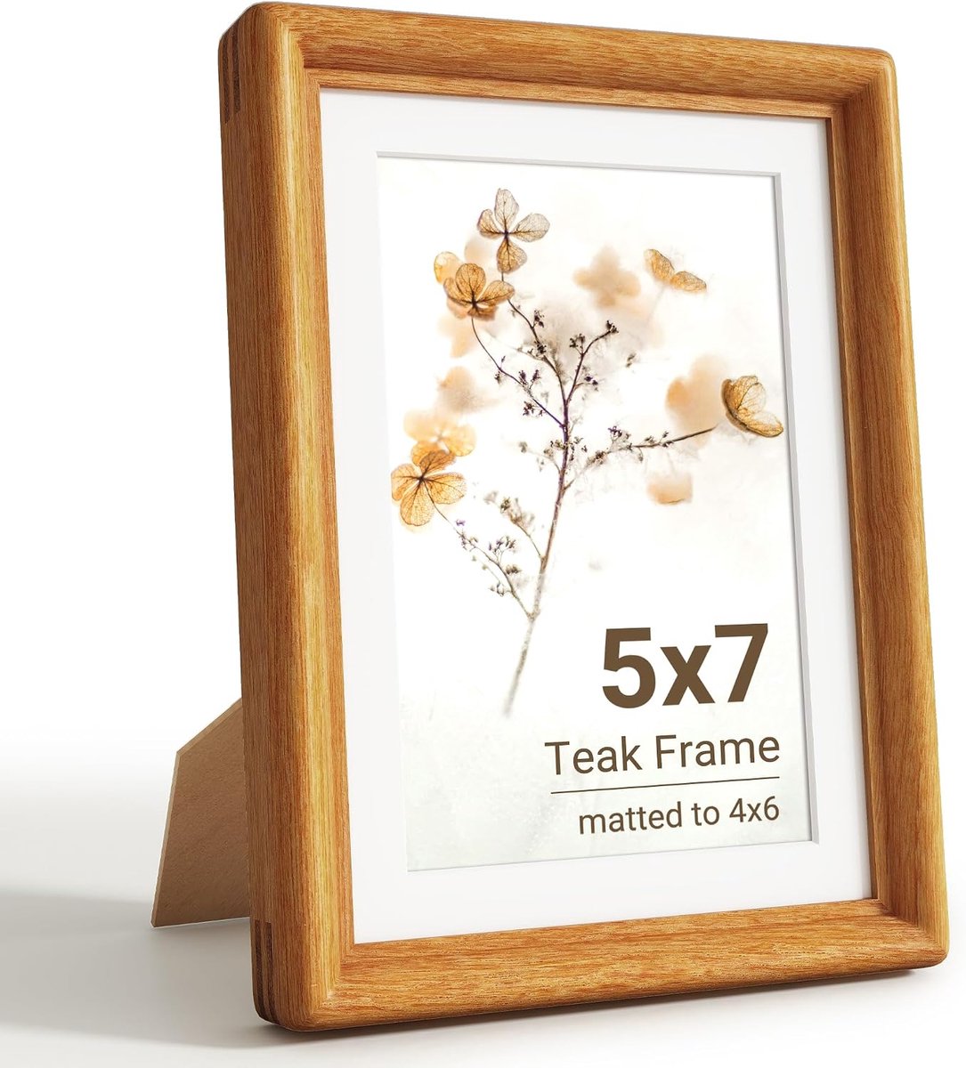 13 x 18 cm, van massief teakhout, HD gehard glas, fotolijst met passe-partout voor 10 x 15 cm, modern, decoratie voor woonkamer en kantoor, wandmontage en tafelstandaard