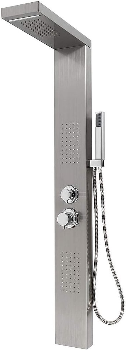 Douchepaneel met regendouche, douchestangset, roestvrij staal, massagedouche, handdouche, douchezuil voor wandmontage, top afneembaar (roestkleur)