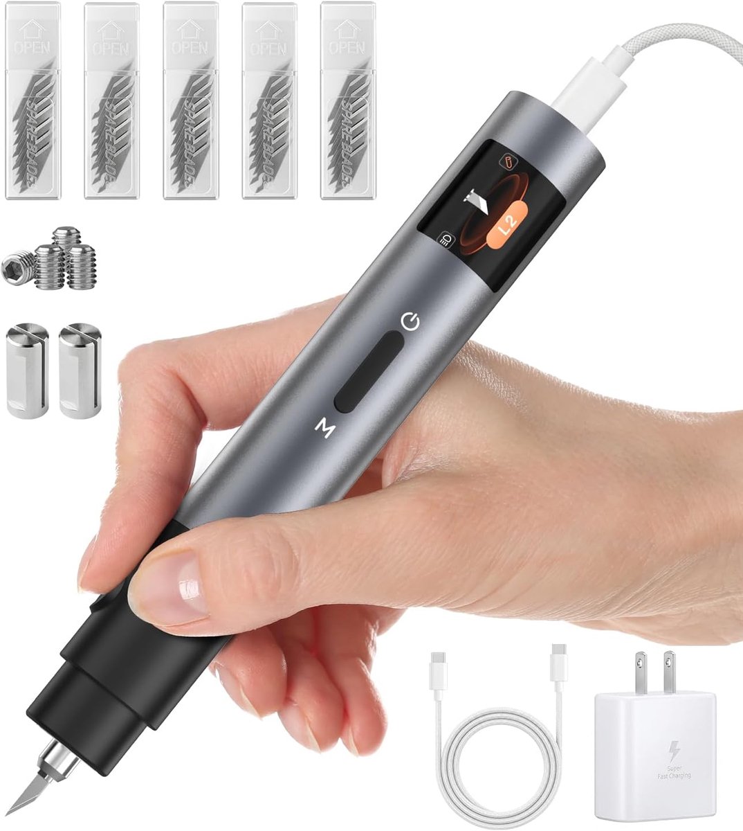 Cutter, ultrasoon mes met 50 messen, draagbare professionele ultrasone snijder voor 3D-printen, 40 kHz, handmatige ultrasone snijder voor houtbewerking