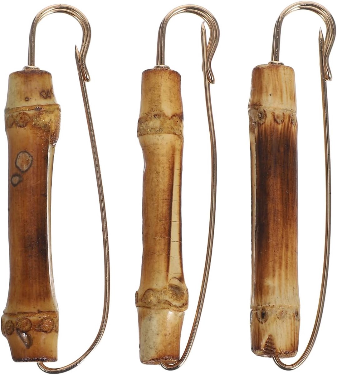 Vintage Chic veiligheidsspelden extra groot 3 stuks houten naalden steelnaalden prachtige vintage pinnen voor vrouwen meisjes dekens rokken