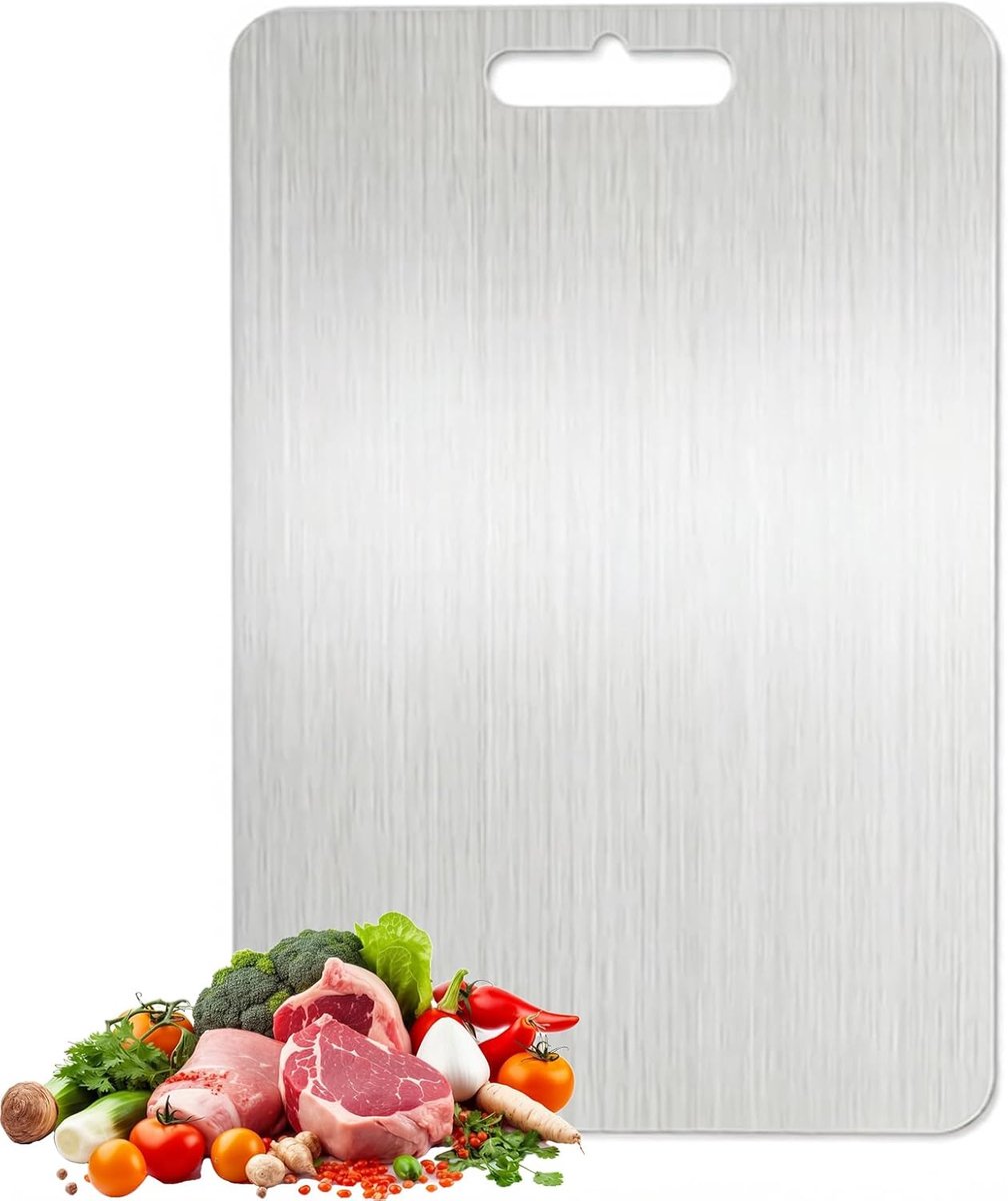 Snijplank van titanium, 100% pure levensmiddelenkwaliteit, anti-aanbaklaag, duurzaam, gemakkelijk te reinigen, titanium choppingboard voor fruit, vlees, groenten, keuken (39 x 28 cm)