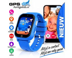 GPSHorlogeKids© - smartwatch kinderen - GPS horloge kind – kleinste model 2025 – kinder smartwatch - 4G videobellen - spatwaterdicht - SOS alarm - incl. SIM - PAX Blauw