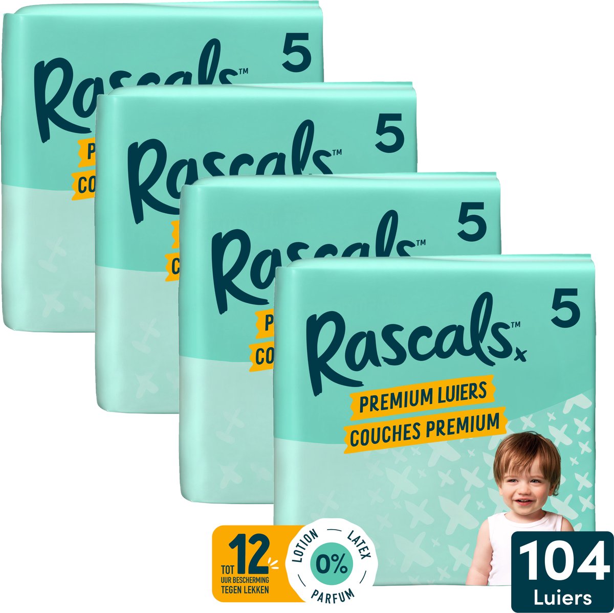 Rascals Premium Luiers Maat 5 6-11 KG 104 stuks