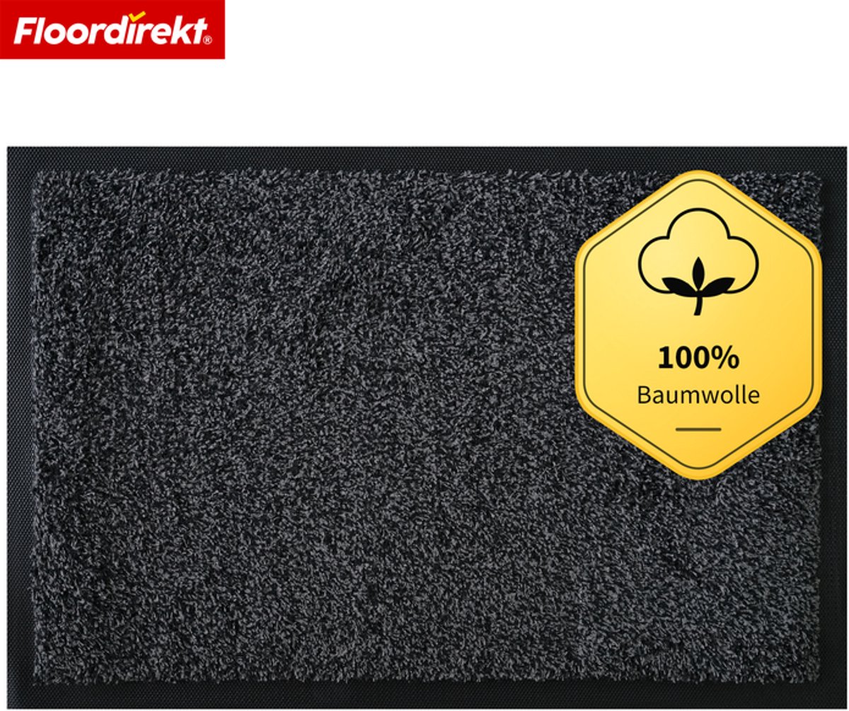 Floordirekt Karat Deurmat – Wasbare schoonloopmat met antislip TPE-rug – Grijs – 40 × 60 cm