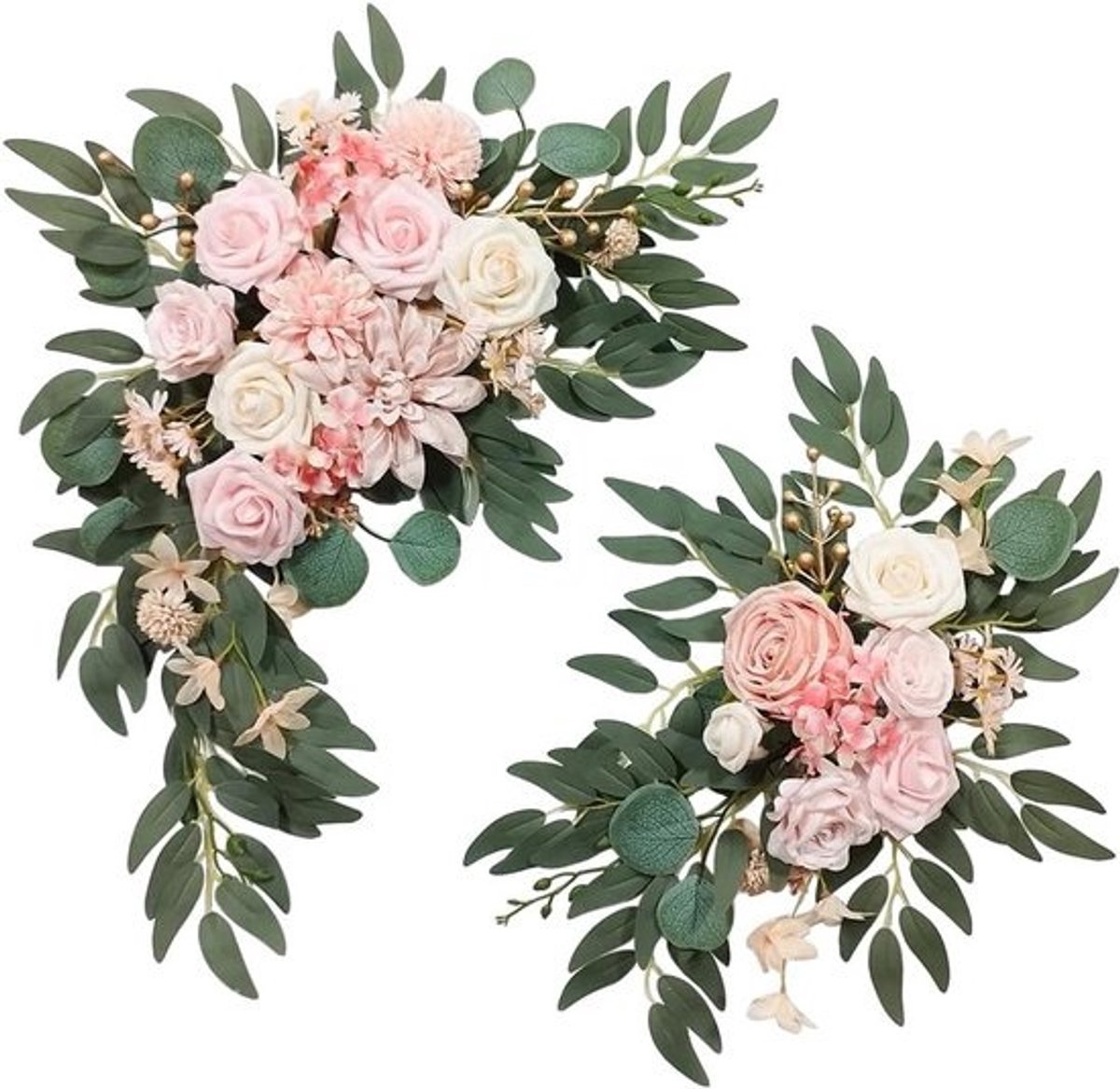 2x Grote Kunstbloem Swag voor Bruiloft Boog Decoratie - Roze Bloemstukken