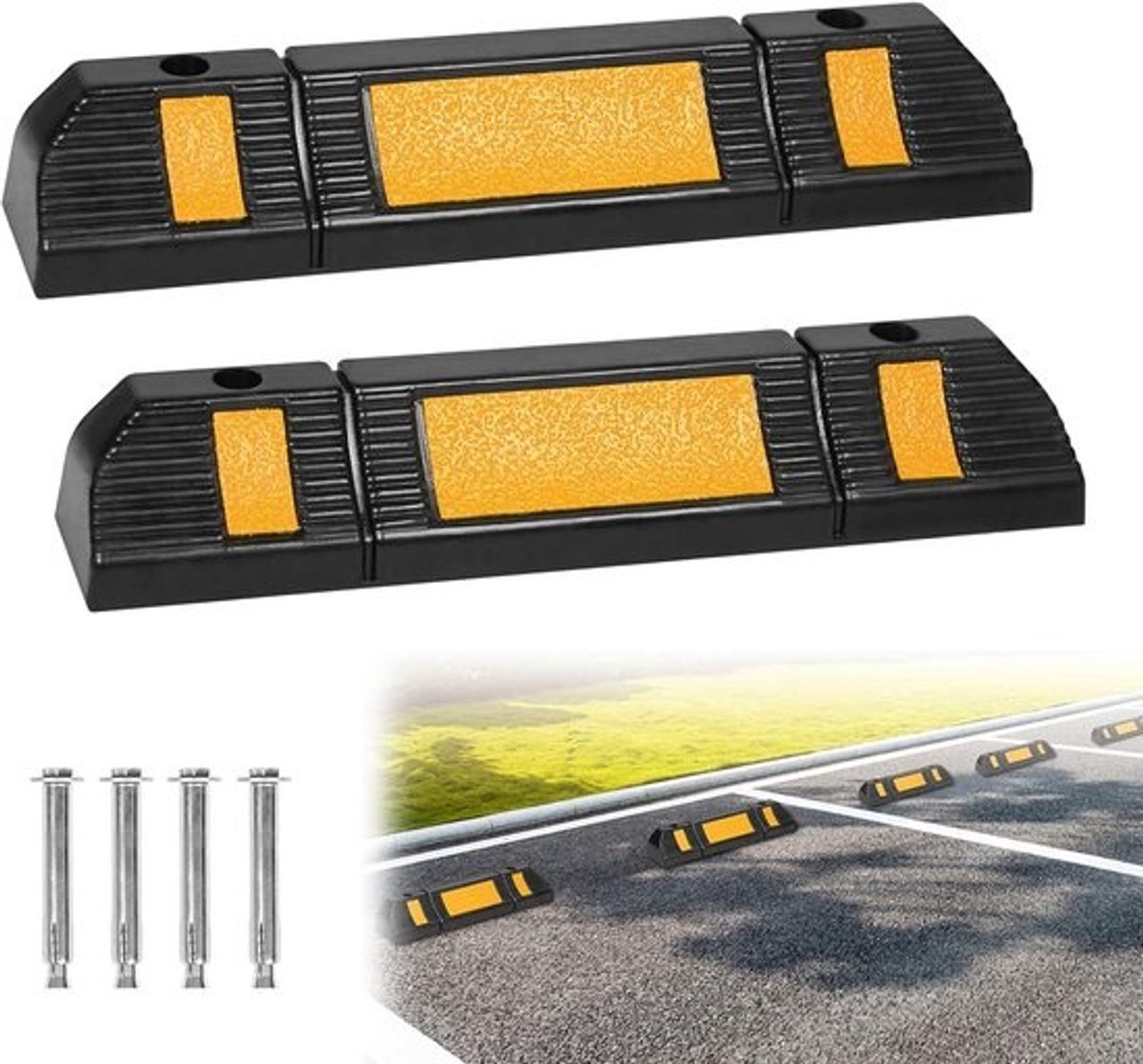 Set van 2 Parkeerstops voor Garage en Parkeerplaats Duurzaam Rubber