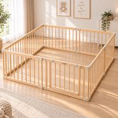Lucellia® Houten Grondbox Baby XXL 212x212 cm – Inklapbare Speelbox Hout – Kinderbox, Kruipbox, Playpen & Baby Box – Volledig Voorgemonteerd – Prime Wood