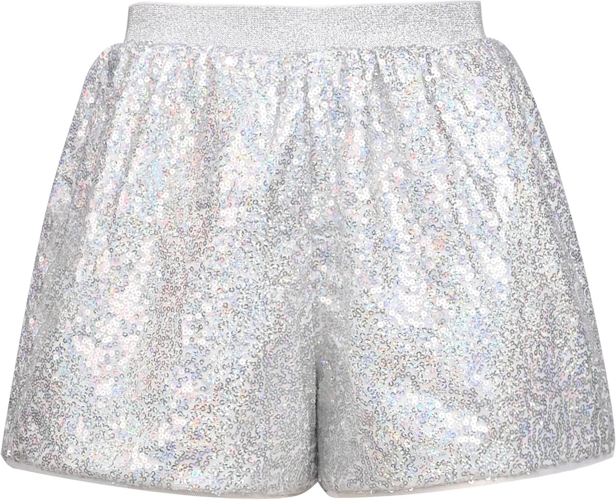 Shorts Zilver Fonkeling Pailletten Midden Taille Elastisch Show Dans Partij 4-12 jaar