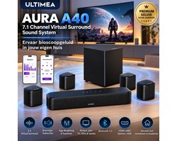 ULTIMEA AURA A40 7.1 Soundbar – Home Cinema Surround Sound Systeem met Subwoofer – Zwart