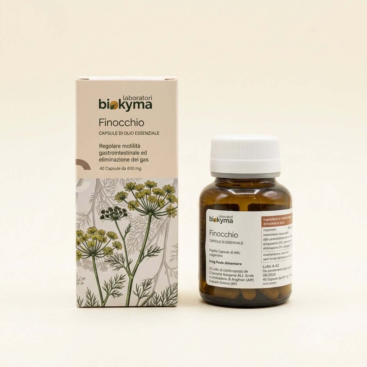Biokyma - Micro-gecapsuleerde Venkelolie – Tegen Opgeblazen Gevoel, Ondersteunt de Spijsvertering - Venkel Etherische olie capsules - 40 Capsules van 600 mg - 400 mg essentiële olie – Natuurlijke Venkel Capsules