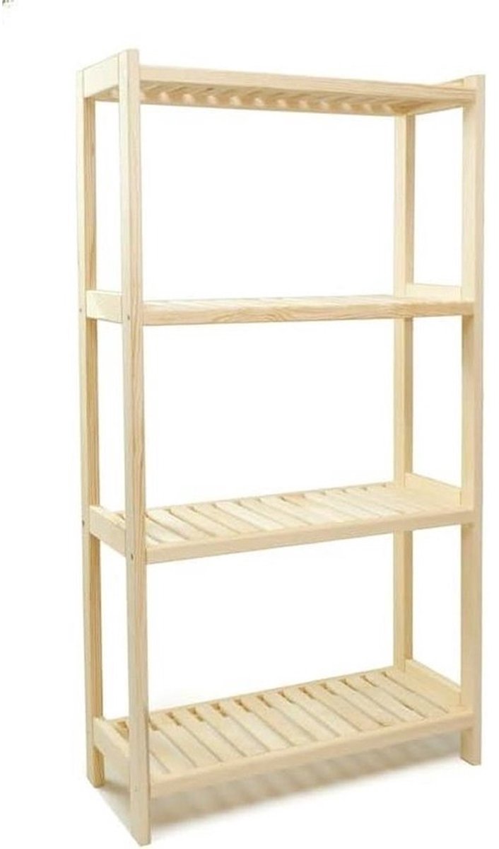 Houten Stelling - Opbergrek - Binnenhuis Opslag - Massief Grenenhout - 133 cm Hoog - Onbehandeld