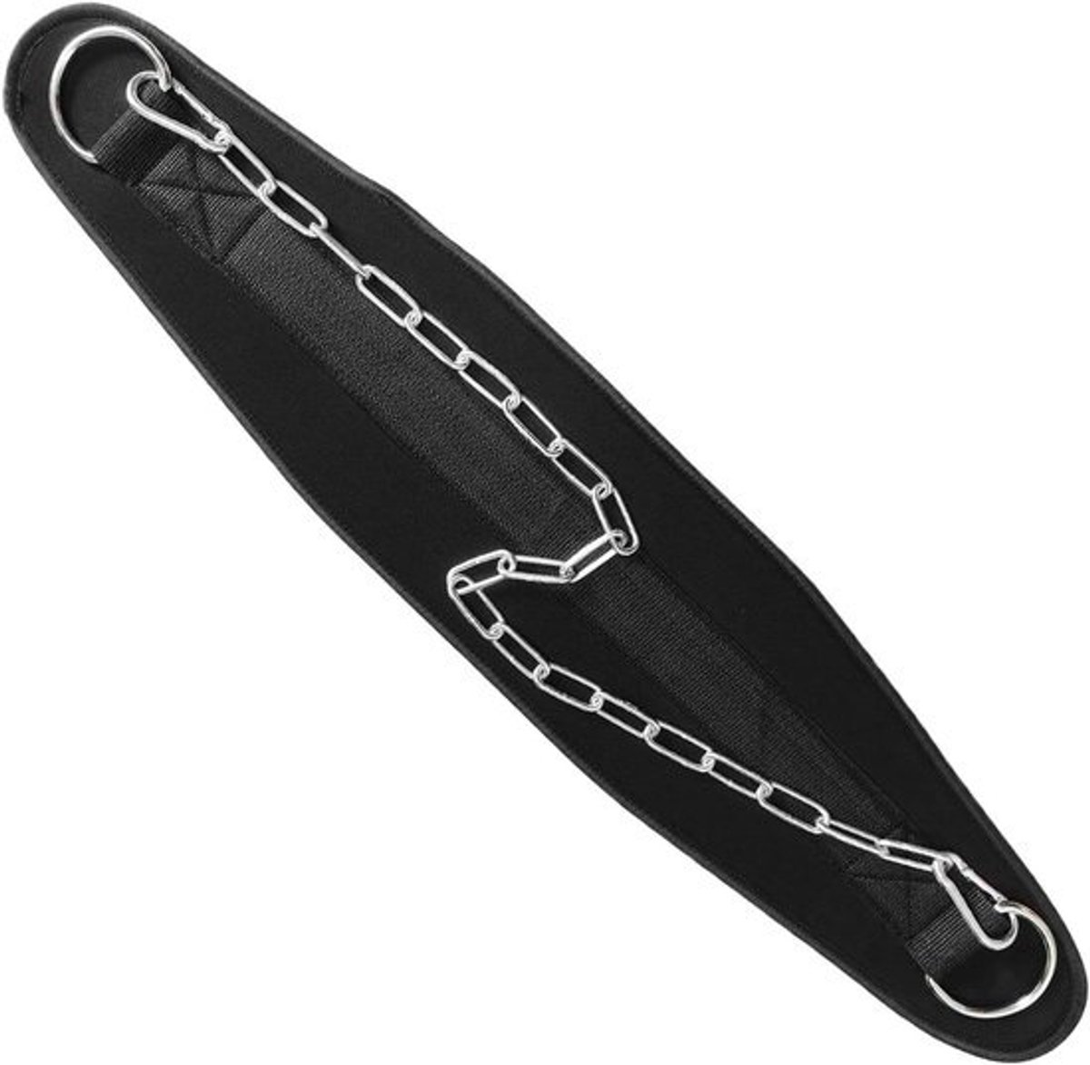 Krachttraining Riemen - Gewichtsriem Fitness - Ondersteuning Krachttraining - Gevoerde Nylon Band - 70 cm Ketting - Zwart