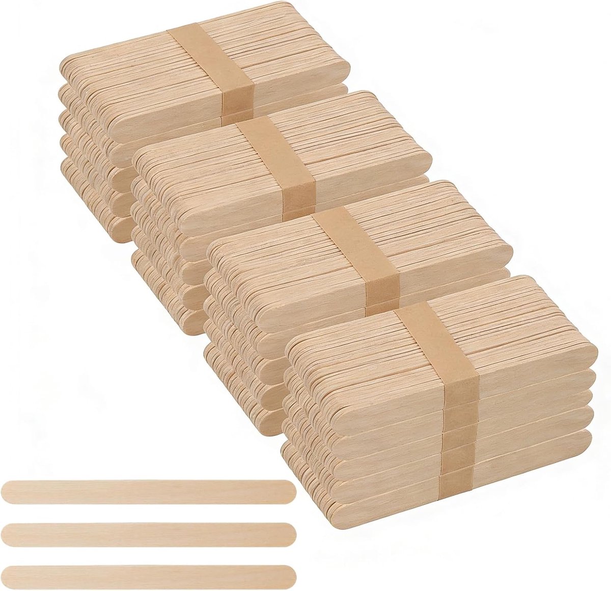 Houten spatel om te knutselen, 114 x 10 x 2 mm, ijsstokken, hout, jumbo popsicle sticks, ijsstokken, houten ijsstokjes voor 3D-model, doe-het-zelf knutselproject