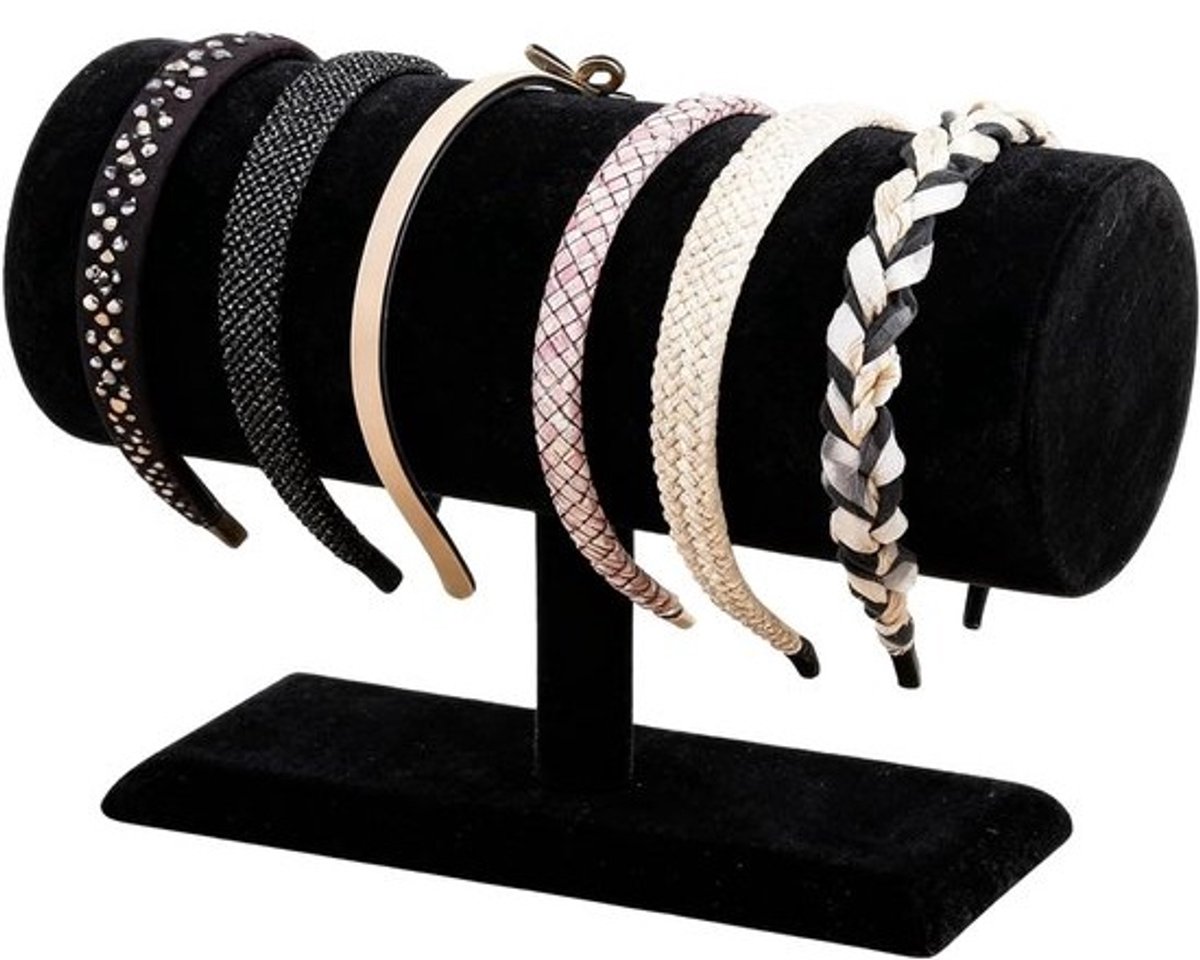Hoofdbandhouder Organizer - Haaraccessoire Standaard - Accessoires Tonen - Antislip Fluweel - 20 x 20 cm - Zwart