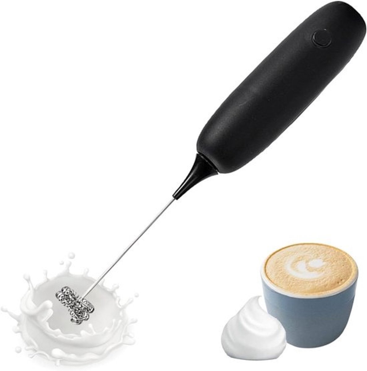 Elektrische Melkopschuimer - Draagbare Mixer - Koffie Maken - Stil Ontwerp - 23.8 cm - Zwart