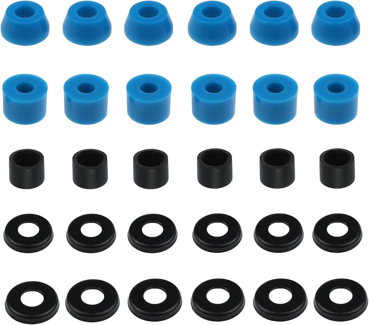 Dailygoods- Bushings Set 3 Sets Skateboard Truck Bushings Kit Inclusief 6 Top/6 Bottom Bushings 6 Pivot Cups 12 Cup Ringen PU/Metaal Materia