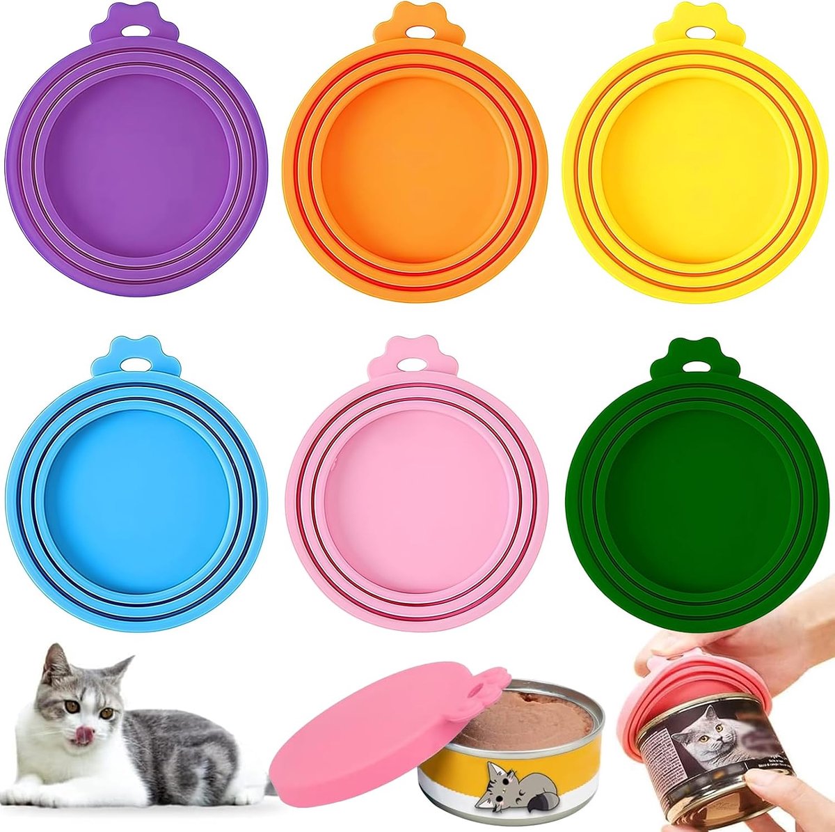 Deksel - 500 g, 6PCS herbruikbaar vers Siliconen-deksel voor yoghurtbekers, compatibel met bekers van 150-500 g