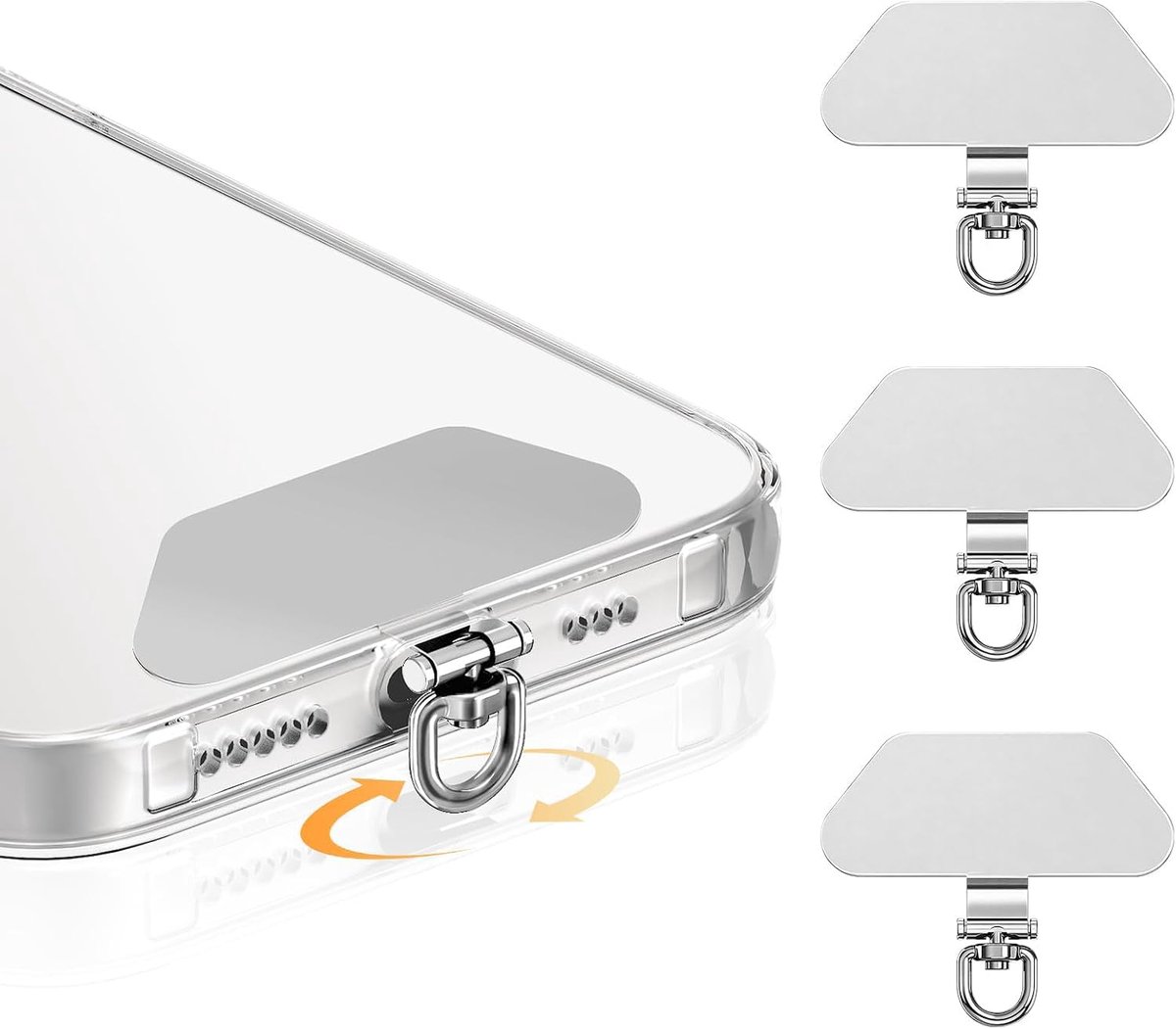 Metalen telefoonhouder, 360 graden draaibare telefoonkoord, telefoonhanger, ultradunne metalen patch, compatibel met iPhone en Android smartphones,