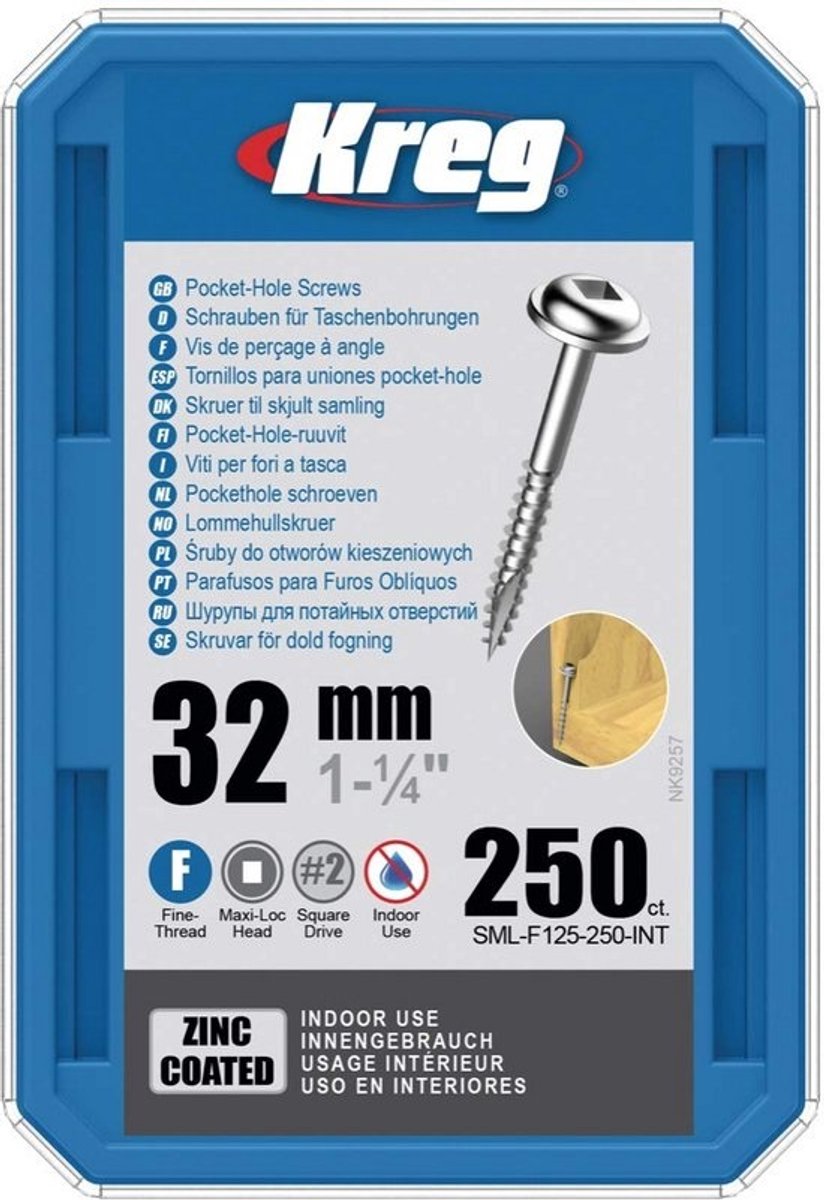 250x Verzinkte Fijnspaan Schroeven 32mm voor Houtbewerking en Pocket Holes