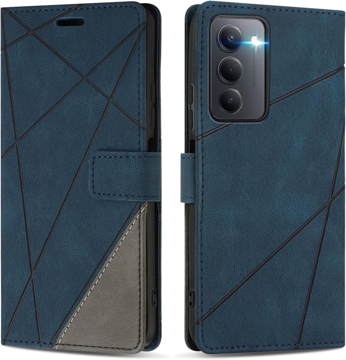 Hoesje voor Xiaomi Redmi 15 4G / 5G, Premium Lederen Portemonnee Beschermhoes Telefoonhoesjes met Kaartenvakken Beschermhoesje voor Redmi 15 4G / 5G, Blauw