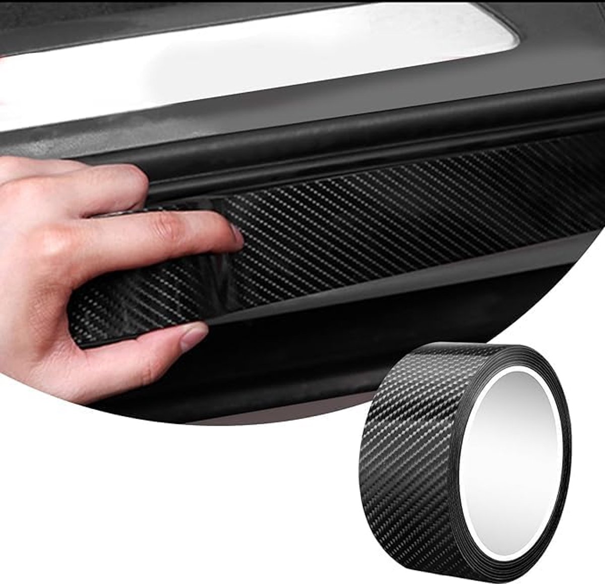 Koolstoffolie voor auto, lakbeschermingsfolie, transparant, instaplijsten, bescherming, autofolie, autobeschermfolie, zelfklevend, universeel, koolstofvezelsticker voor deurgreep, bescherming, 5 cm x