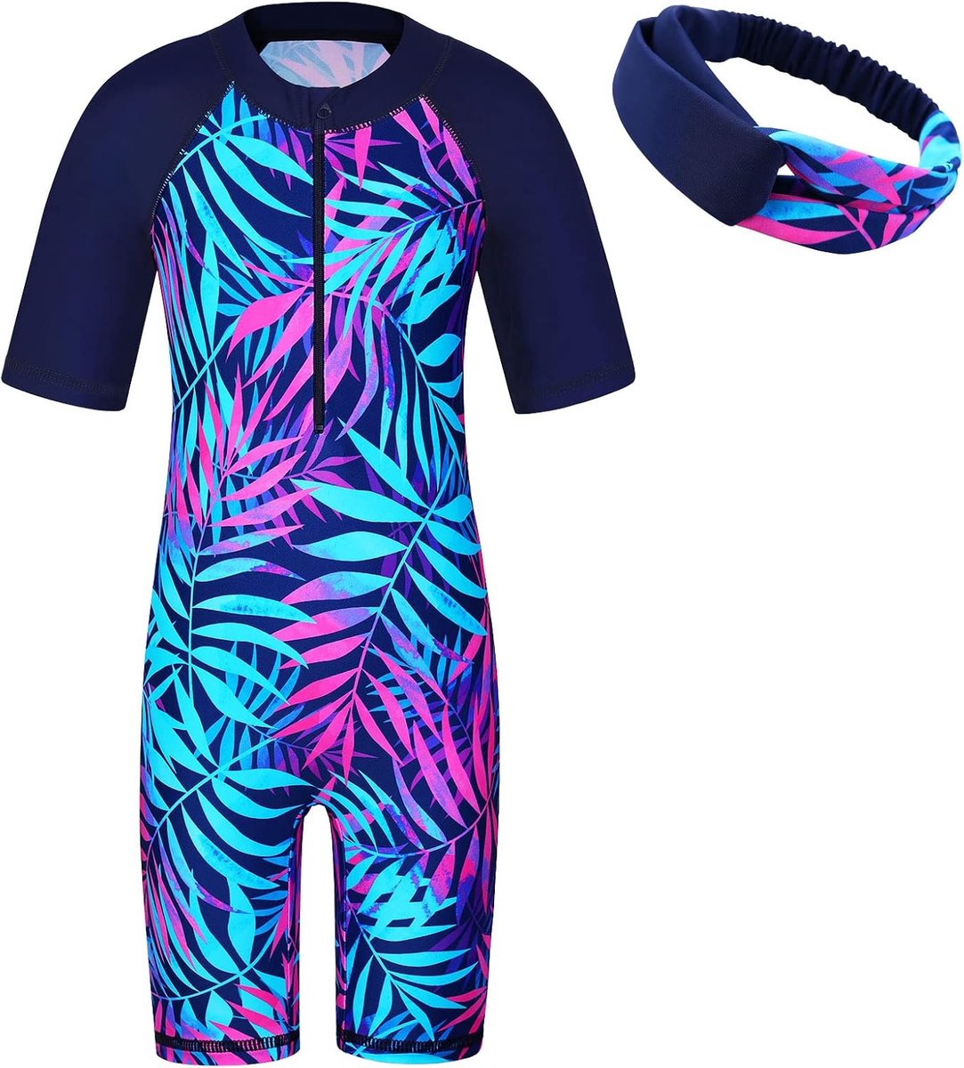 Kinderzwempak met lange mouwen, wakeboard Rashguards meisjesbadpak, 1 stuk, UPF50+, anti-uv - zonwering, B0c49qwn1r, 8-10 Jaren