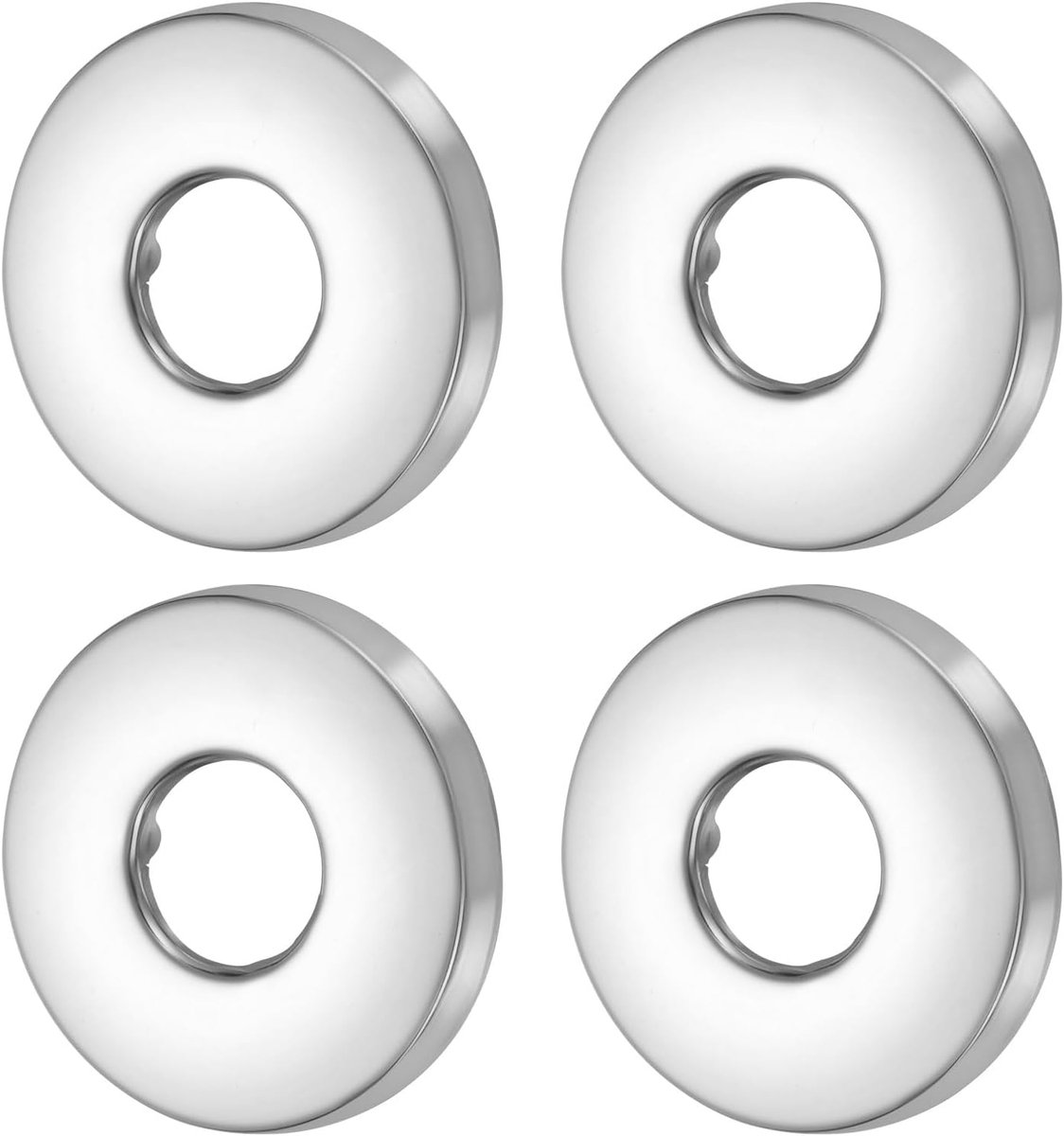 4 stuks douchearm-flens 0 8"x2 3"x0 3" (21 x 58 x 7 7 mm) roestvrij stalen ronde eindplaat, wandflens, wandgemonteerde buisafdekking voor buis, zilver