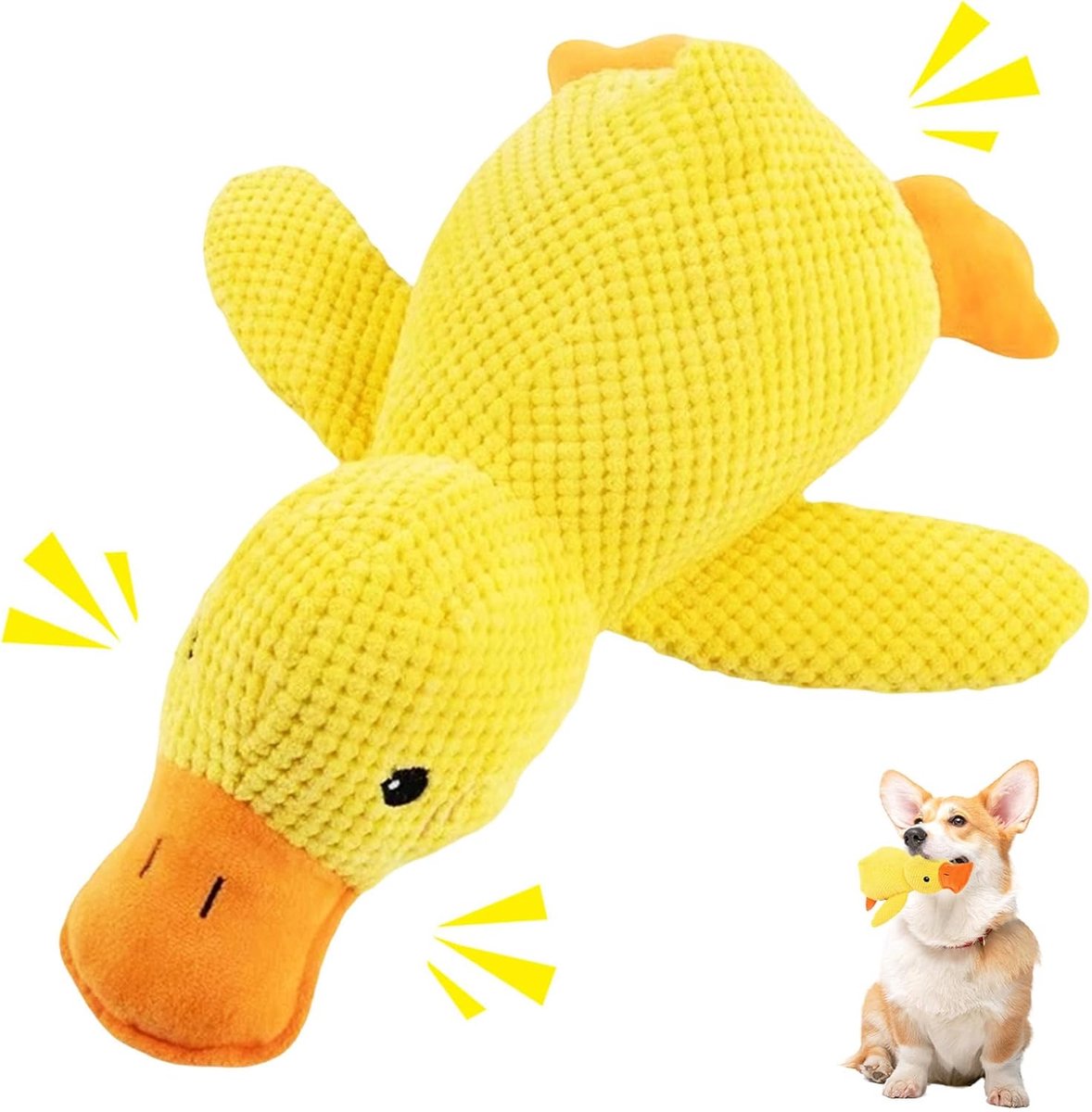 Eend voor honden, interactief hondenspeelgoed, antistress-eend voor honden, pootmaan
