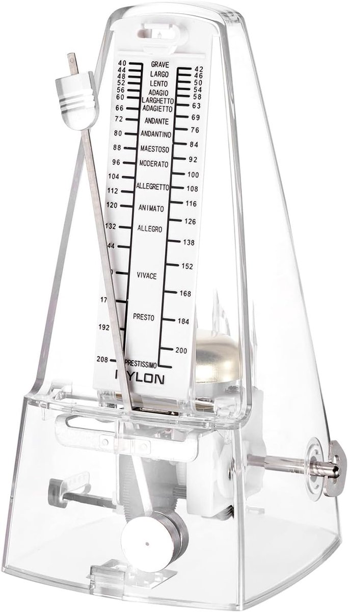 Mechanische metronoom, zeer nauwkeurige muziek-timer, universeel, voor piano, gitaar, viool, ukelele, transparant