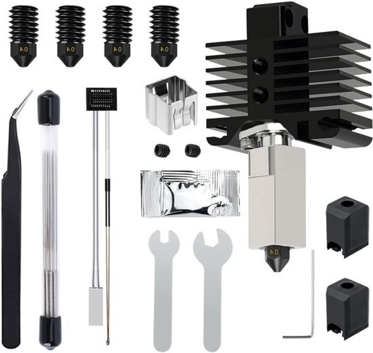 Hotend Complete Set - 3D Printer Onderdelen - 3D Printen Kwaliteit - 04 mm Precisie Mondstuk - 36 Stuks - Metaal