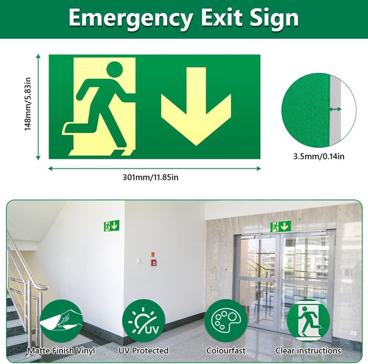 Nooduitgang van pvc, reflecterend groen, uv-gelamineerd