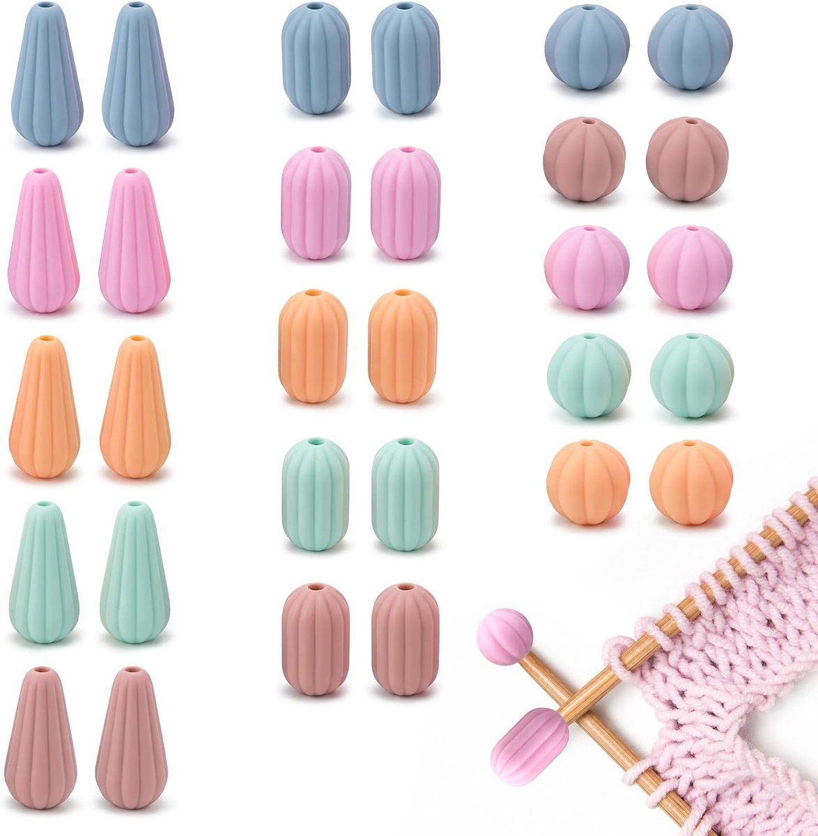 30 stuks steekstoppers voor breinaalden, 3 stijlen, breinaalden, stopper, kleurrijk