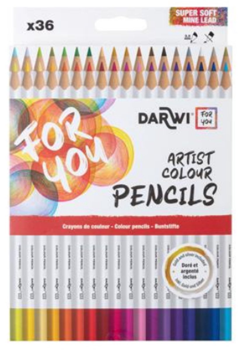 Darwi For You kleurpotloden set van 36 kleuren