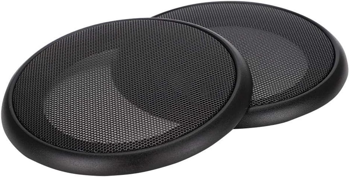 2 stuks luidsprekergrills 4in metalen audio subwoofer luidsprekerbeschermers beschermende decoratieve cirkel mesh cover voor kleine/autoluidsprekers (zwart + zwart)