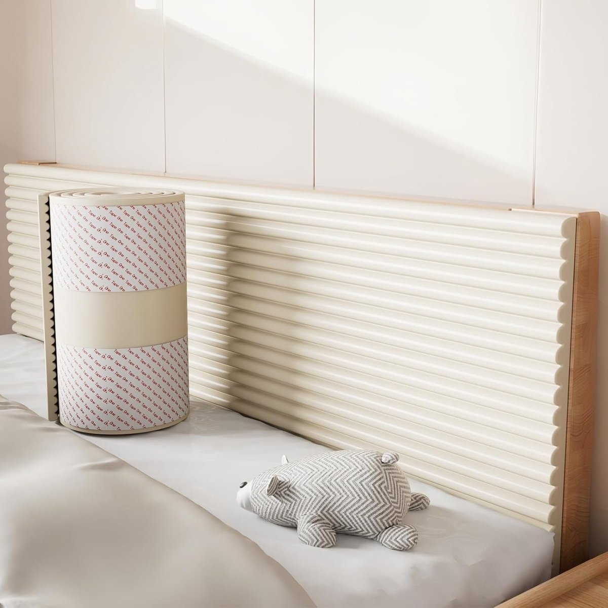 2 m gevoerde wandpanelen, anti-botsing, 3D-wandbekleding, 3D-wandbekleding, 1,2 cm, decoratie, isolatie voor slaapkamer en woonkamer (crème, 20 x 200 cm)