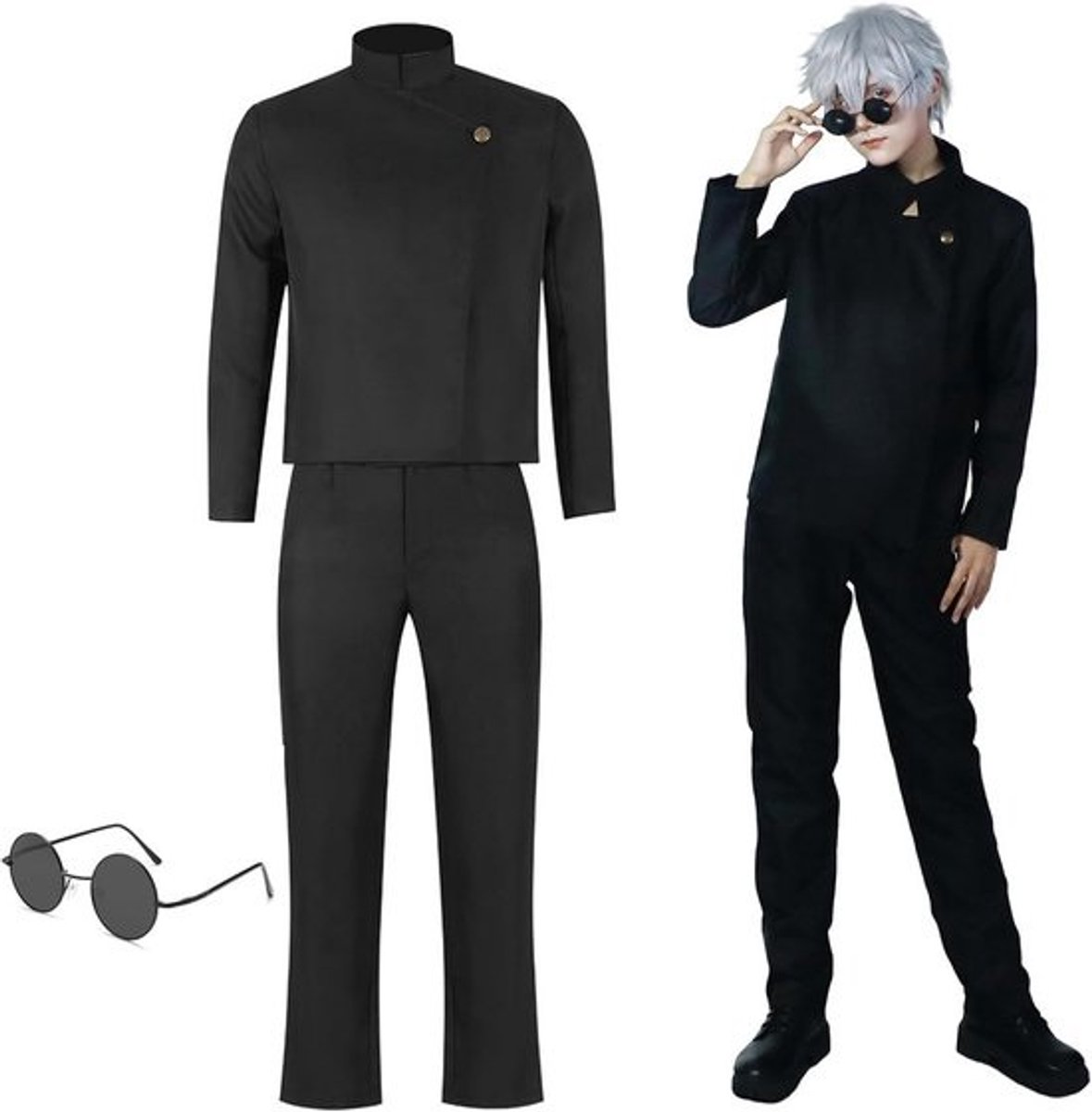 Gojo Satoru Cosplay Kostuum Schooluniform Anime Outfit met Bril voor Volwassenen