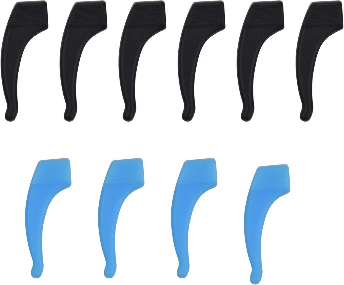 brilpootjes, 5 paar, siliconen antisliphouders, zachte comfortabele glazen, oorbeugel, oorgrip, glazen, accessoires voor brillen, leg grip, zonnebrilhouder (zwart en blauw)