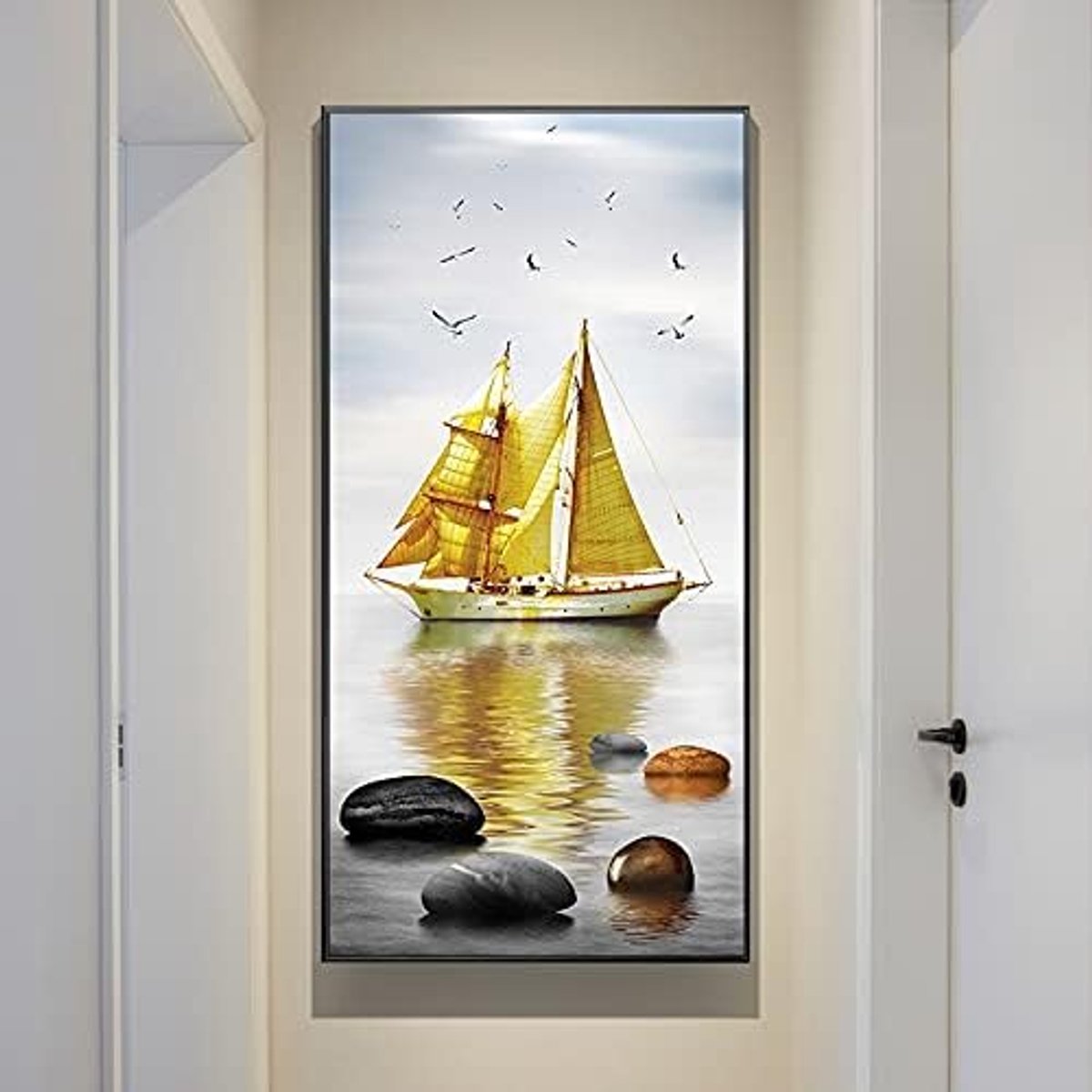 5D Diamond Painting Kits voor volwassenen en kinderen Zeilboot Grote Maat Volledige Boor Diamant Borduurwerk Schilderen Mozaïek Afbeeldingen op Nummer Kits Gift voor Home Muur Decor Foto 40x80cm