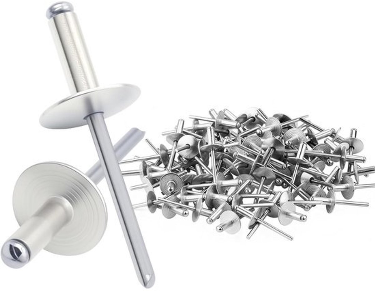 100 Stuks Blindklinknagels met Grote Kop (4,8 x 20 mm)