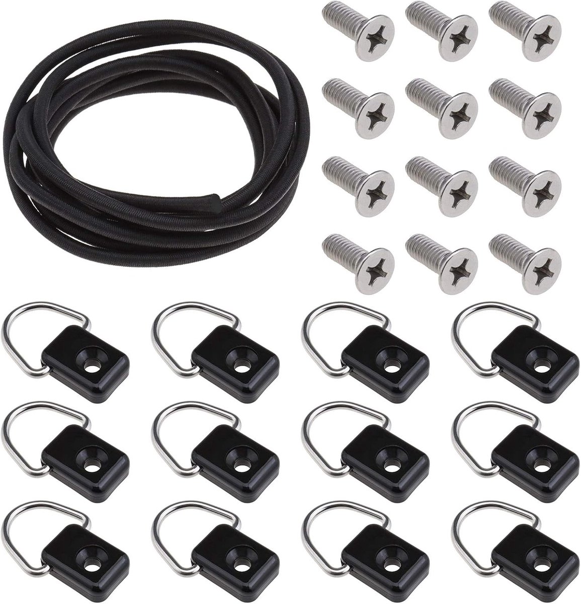 Kajak D Ring Gesp Montage Kit D Ringen M6 Schroeven & 1.5 m Elastische Touw Voor Kajak Kano Boot Vissen Accessoires