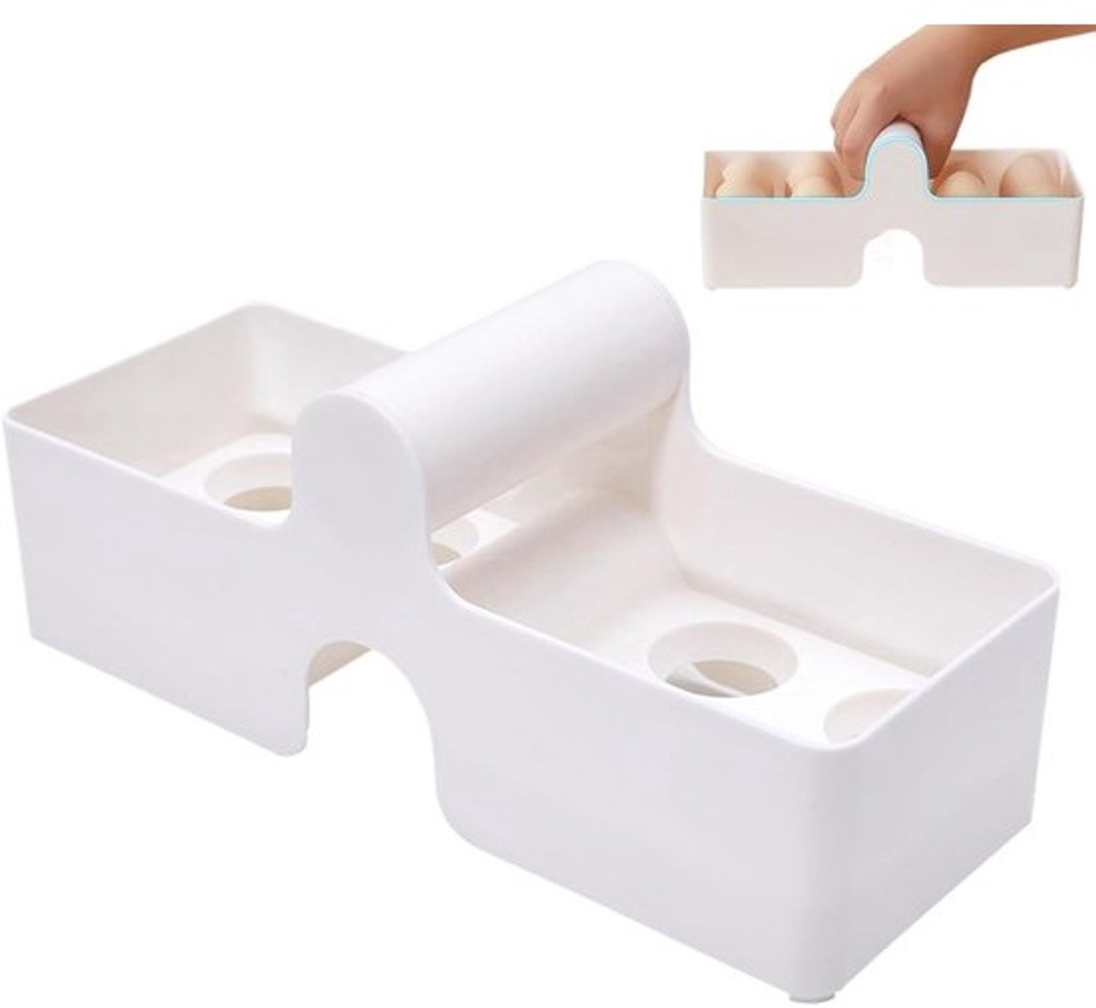 Eierhouder - Eierschaal houder - Keuken buiten - Gebogen handvat - 12x10x12 cm - Wit