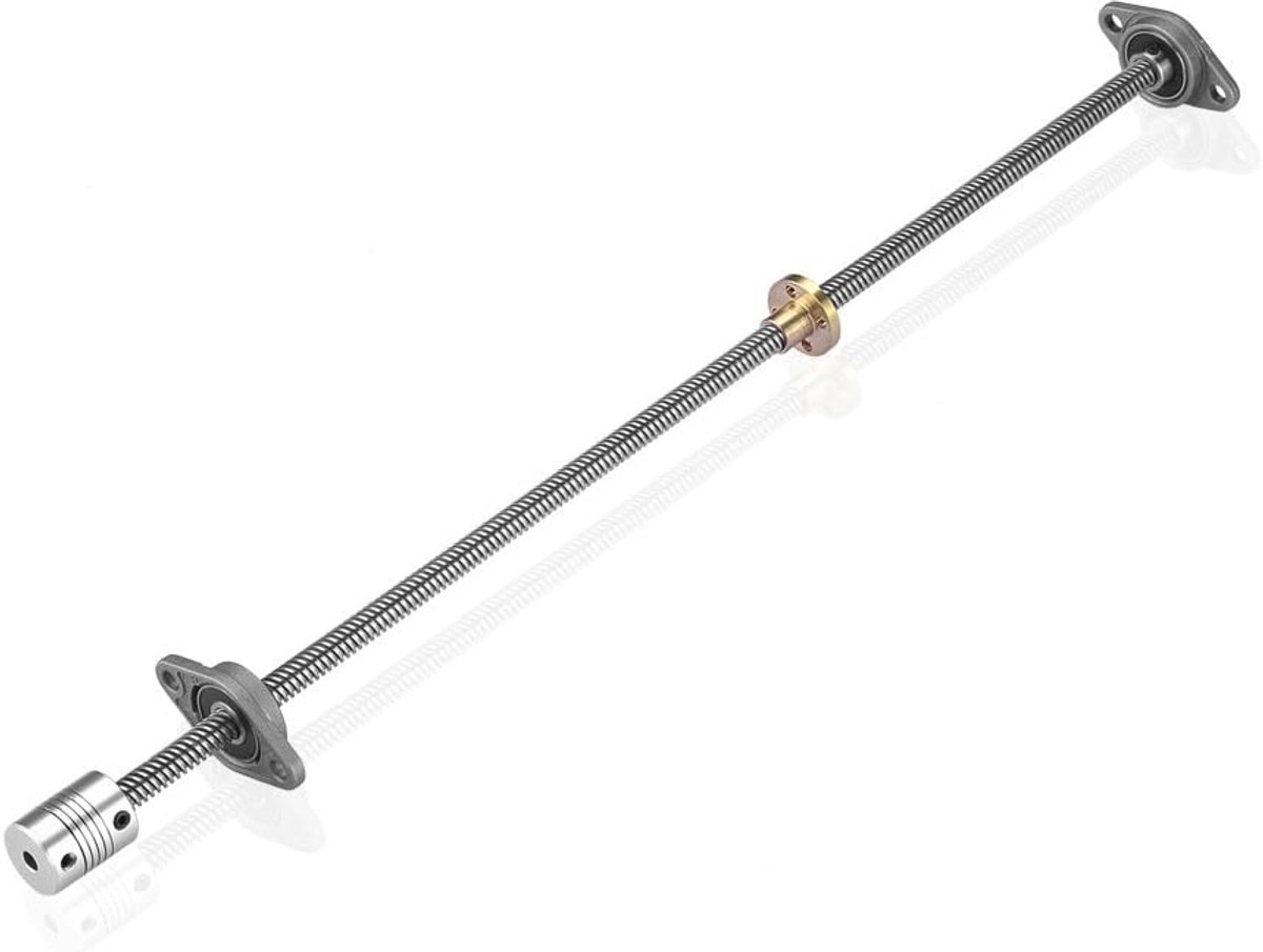400 mm 3D-printer T8 schroefdraadspil stang lineaire rail stangas geleidingsspil + kopermoer + horizontale lagers + koppeling (type 3, 2, 400 mm)