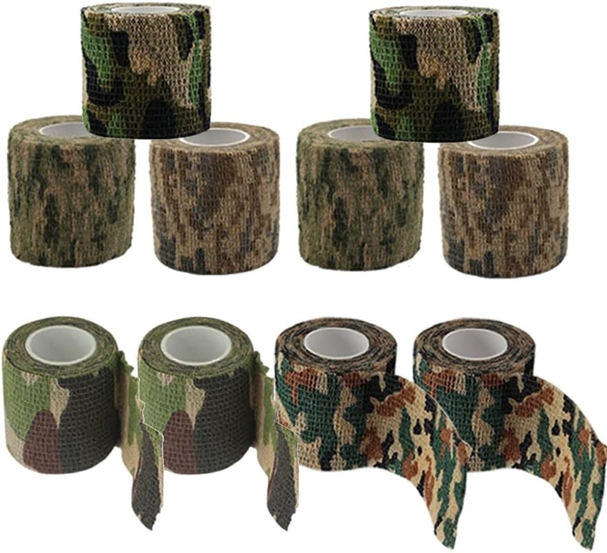 Camouflage Tape Set van 10 Rollen, Sterke Niet-Wevende Plakband voor Outdoor en DIY Projecten