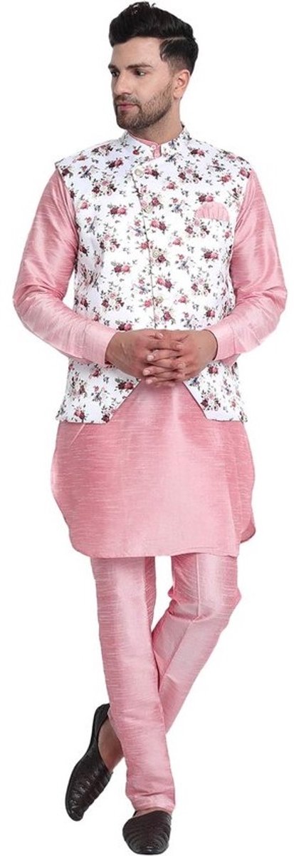 Traditioneel Indiaas Kurta Pyjama Set met Gilet voor Heren
