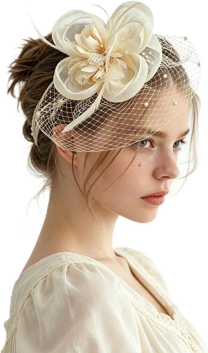Hoofdaccessoire Met Mesh| Voor Bruiloften en Race-Dagen