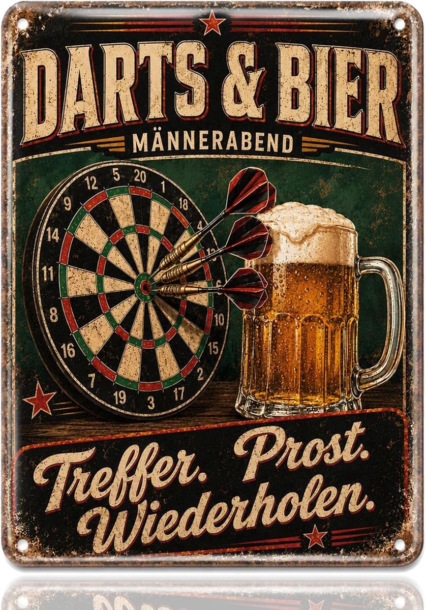 Deco metalen bord 20 x 15 cm, retro metalen bord voor bar en dartkamer