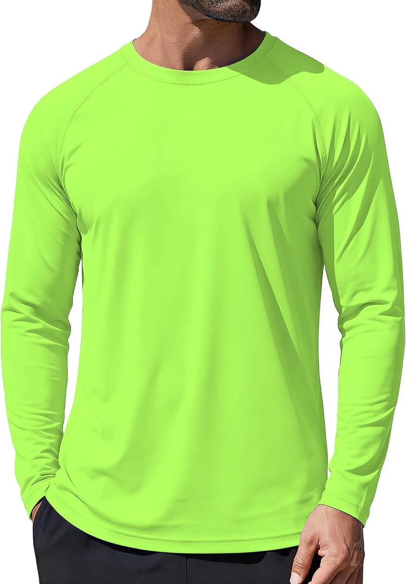 Heren UV-bescherming shirt met lange mouwen UPF 50+ zonwering functioneel shirt ademend sneldrogend Rash Guard voor outdoor sport